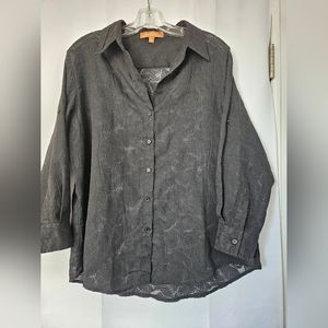 Ellen Tracy sheer long sleeve‎ blouse size large